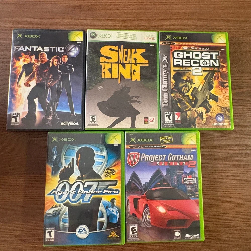 Microsoft Xbox Video Game Lot 5 Games Sneak King 007 PGR2 Ghost Recon 4 Fantasti